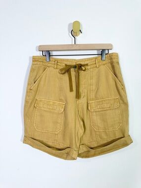 Sundance Mustard Yellow Tencel Drawstring Cargo Shorts